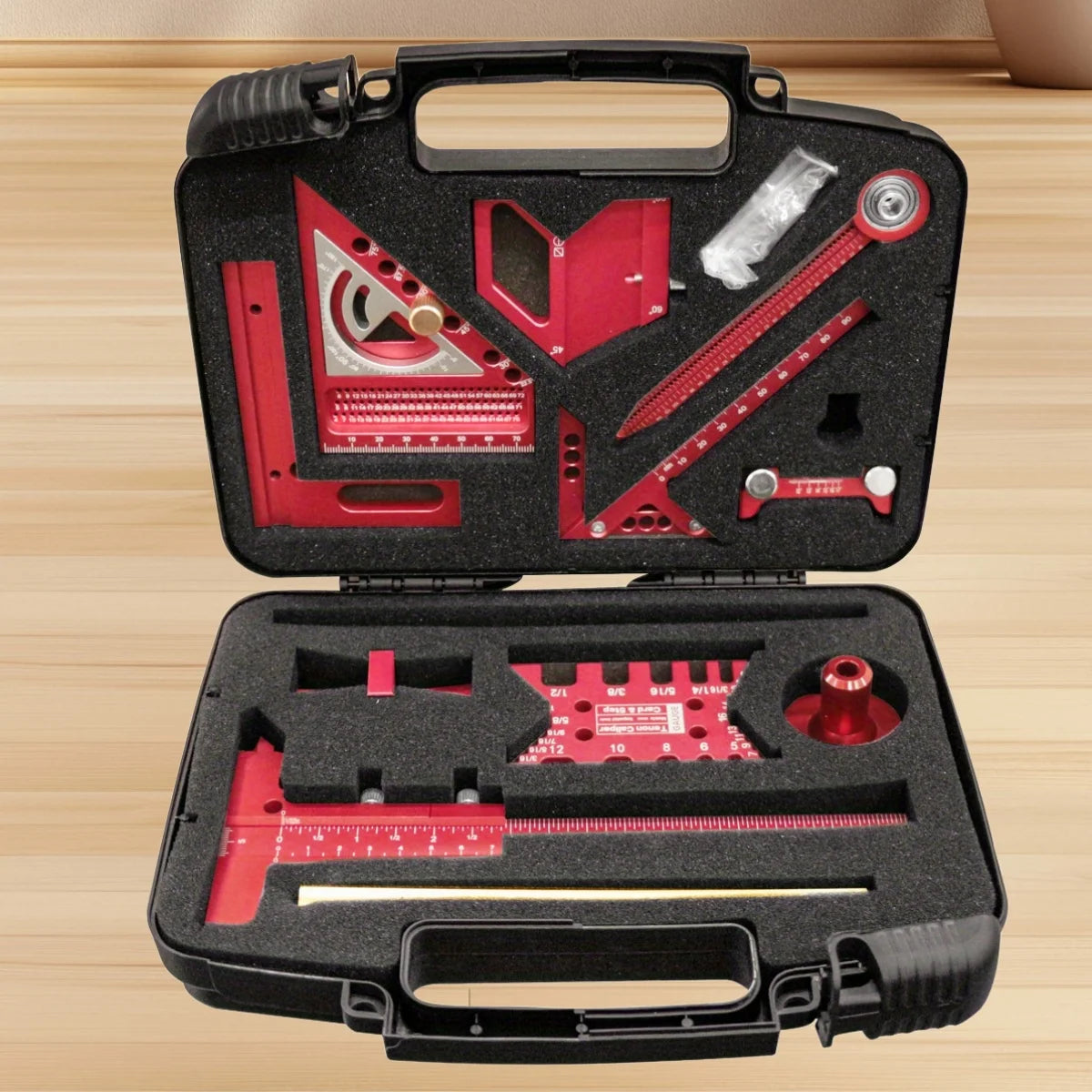 Aluminum Precision Woodworking Square Kit 6-10Pcs with Box,  Scribing Layout Ruler Quick Splicing DIY Woodworking Measuring Tool