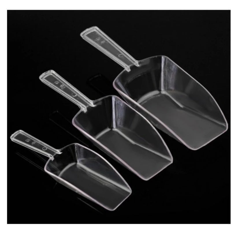 3pcs Bar Buffet Wedding Favor Party Ice Sugar Sweets Candy Clear Plastic Scoops Kitchen Gadget Dessert Grain Dry Goods Shovel