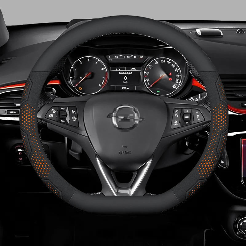 Opel OPCline ASTRA CORSA INSIGNIA MOKKA VECTRA GTC Tigra Carbon fiber Suede Leather Car Steering Wheel Cover Auto Accessories