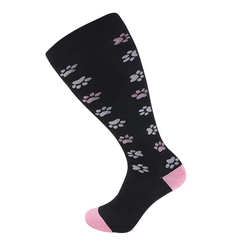 2XL-7XL Plus Size 20-30 mmHg Compression Socks for Women Men Wide Calf Extra Large Knee High Flight Sock for Circulation Support