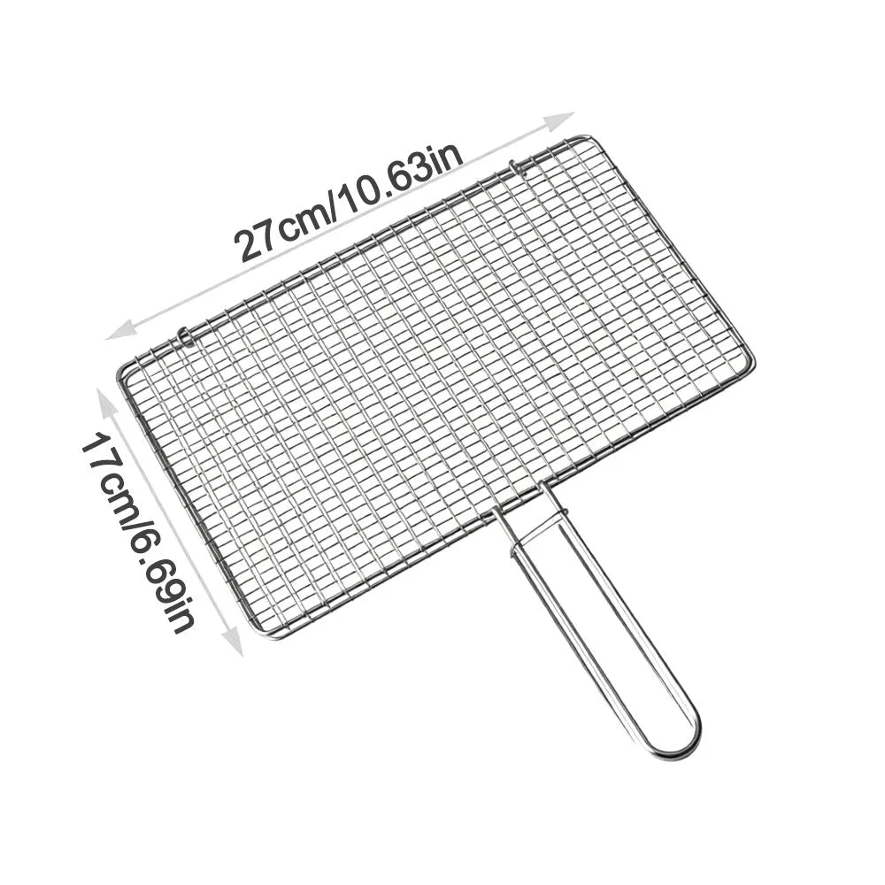 Durable Stainless Steel Fish Grilling Rack Double-sided Square BBQ Grill Thickened High Temperature Resistant Meat Grilling Rack