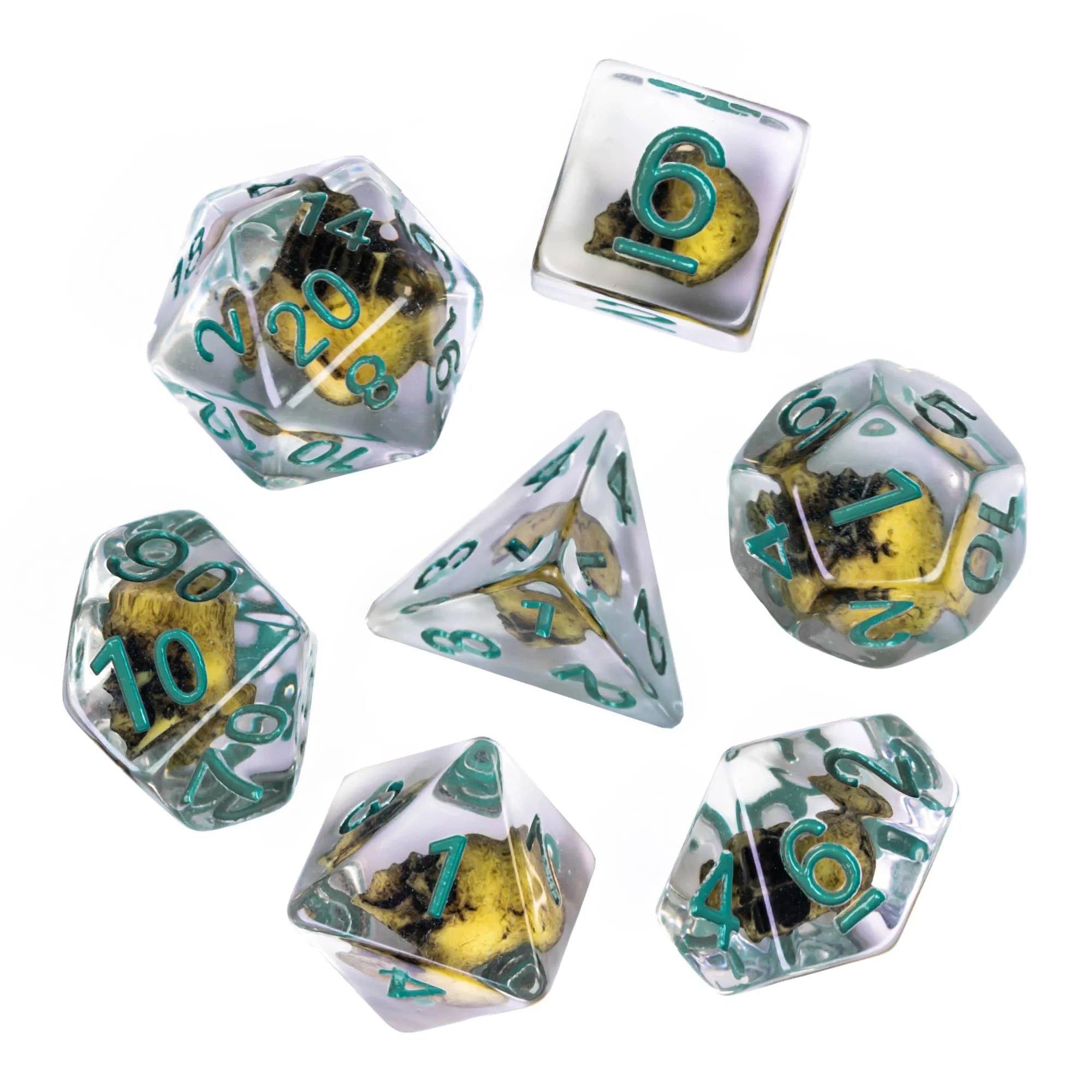 Cusdie 7 SKULL DND Dices Transparent D4 D6 D8 D10 D% D12 D20 Polyhedral Dice Set for D&D Pathfinder Role Playing Board Games