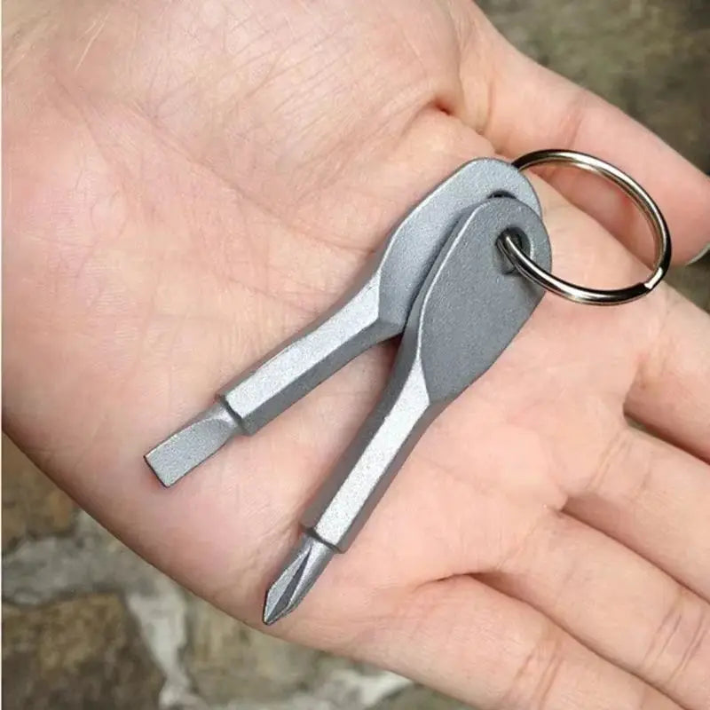 2Pcs Mini Keychain Screwdriver Set Cross Flat Head Stainless Steel Carabiner EDC Multi-tool Camping Tool
