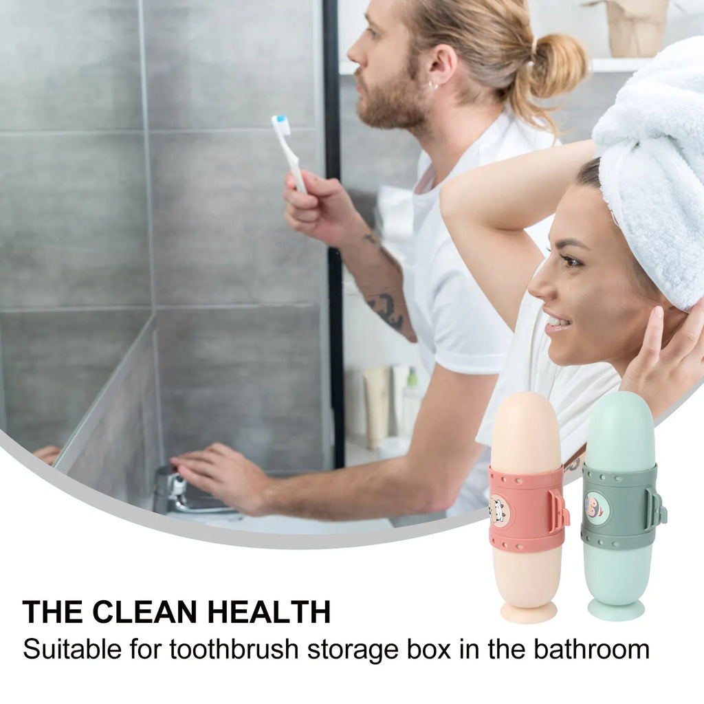 2Pcs Submarine Tooth-Brushing Container Well Organized Durable Plastic for Bathroom Tidiness and Travel Convenience