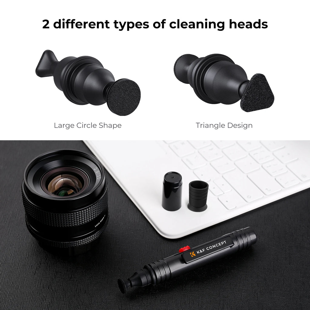 K&F CONCEPT Professional Lens Cleaning Pen with Soft Brush Carbon Head Bottom Sucker Lens Cleaning Pen for Canon Nikon Sony Fuji