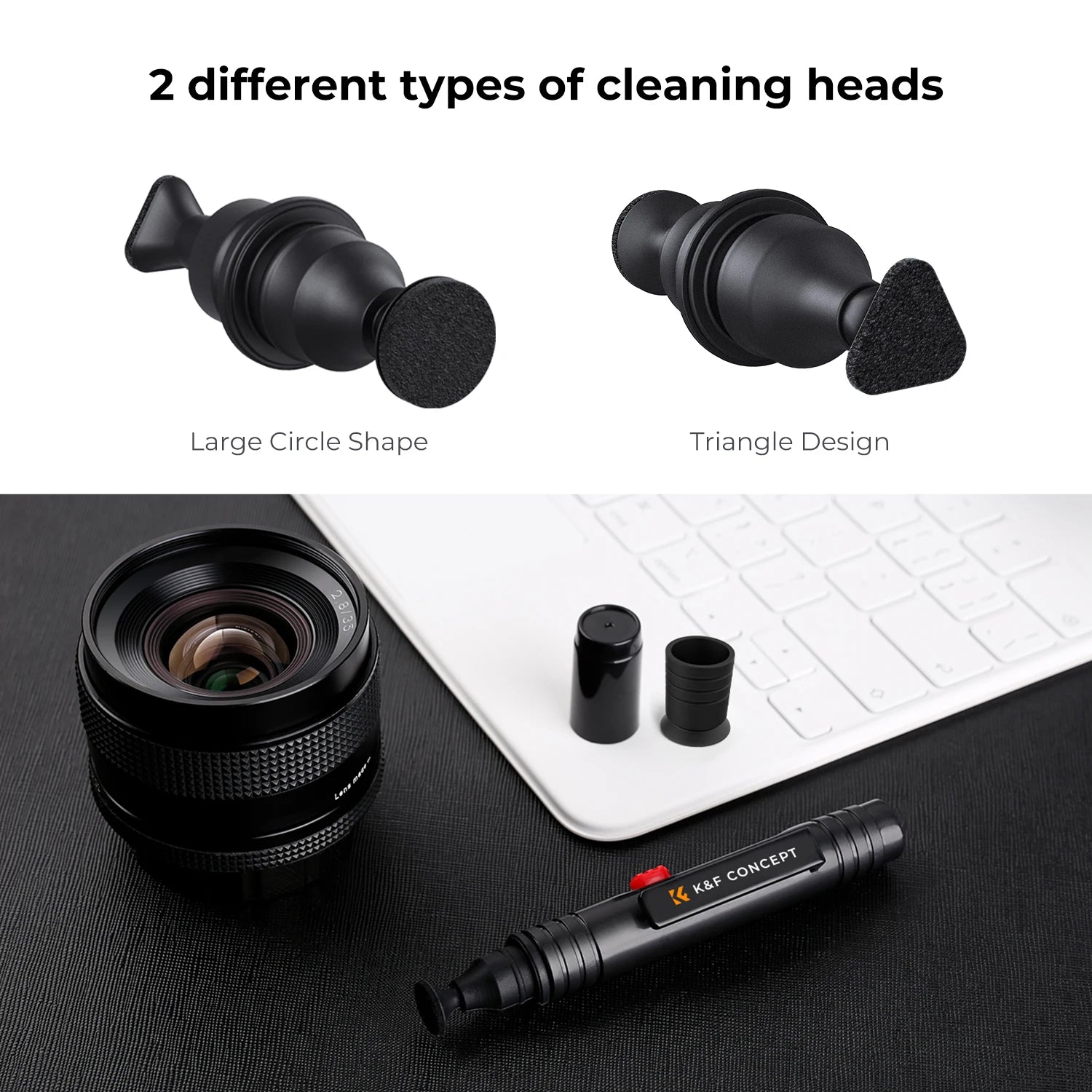 K&F CONCEPT Professional Lens Cleaning Pen with Soft Brush Carbon Head Bottom Sucker Lens Cleaning Pen for Canon Nikon Sony Fuji
