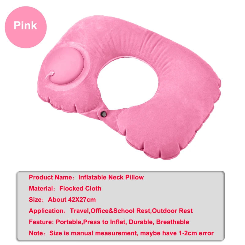 Inflatable Travel Pillow Airplane Neck Pillow U-shaped Cervical Orthopedic Protection Pillow Outdoor Portable Foldable Pillows ﻿
