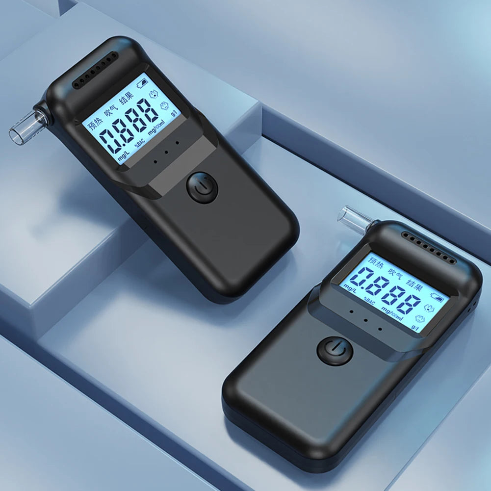 Digital Portable Breathalyzer with 5 Mouthpieces LCD Display Handheld Alcohol Analyzer Drunk Driving Analyzer for Home Party Use