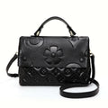Aidrani  Fashionable women's one shoulder crossbody square bag, made of cowhide material, printed design, black