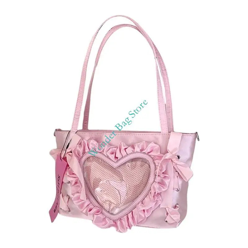 H3CB Sweet Bows Itabag Lovely Shoulder Bag Heart Crossbody Bag Japanese Styles Bag Students School Bag
