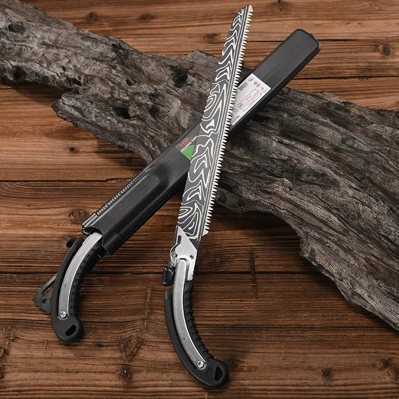 Damascus Patterned Waist Saw Pruning, Manual Logging Pruning, Garden Saw, Outdoor Hand Saw