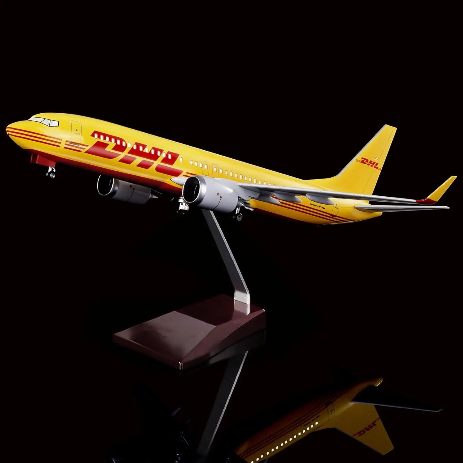 47cm Airplane Toy B747 DHL Airways Resin Diecast Aircraft Models 1/150 Scale With LED Light And Base Children Toy Hobby Souvenir
