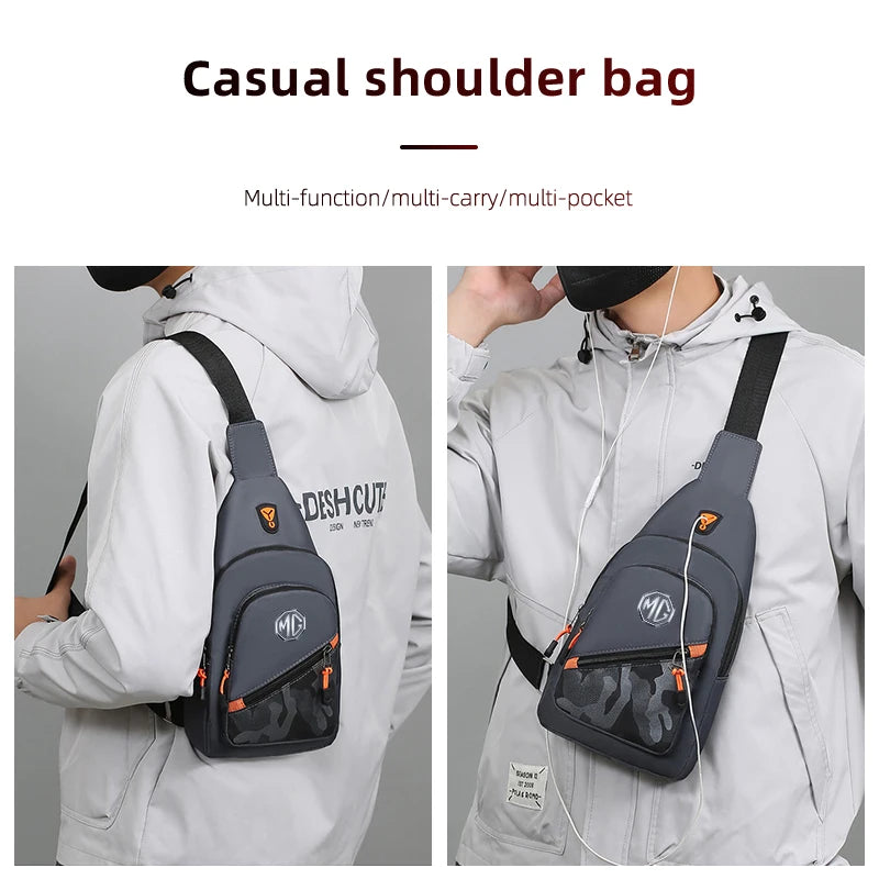 Car Logo Camouflage Men Slanted Shoulder Bag Chest Crossbody Storage Bag For Morris Garages MG HS 2025 6 3 5 7 TF ZR ZS HS