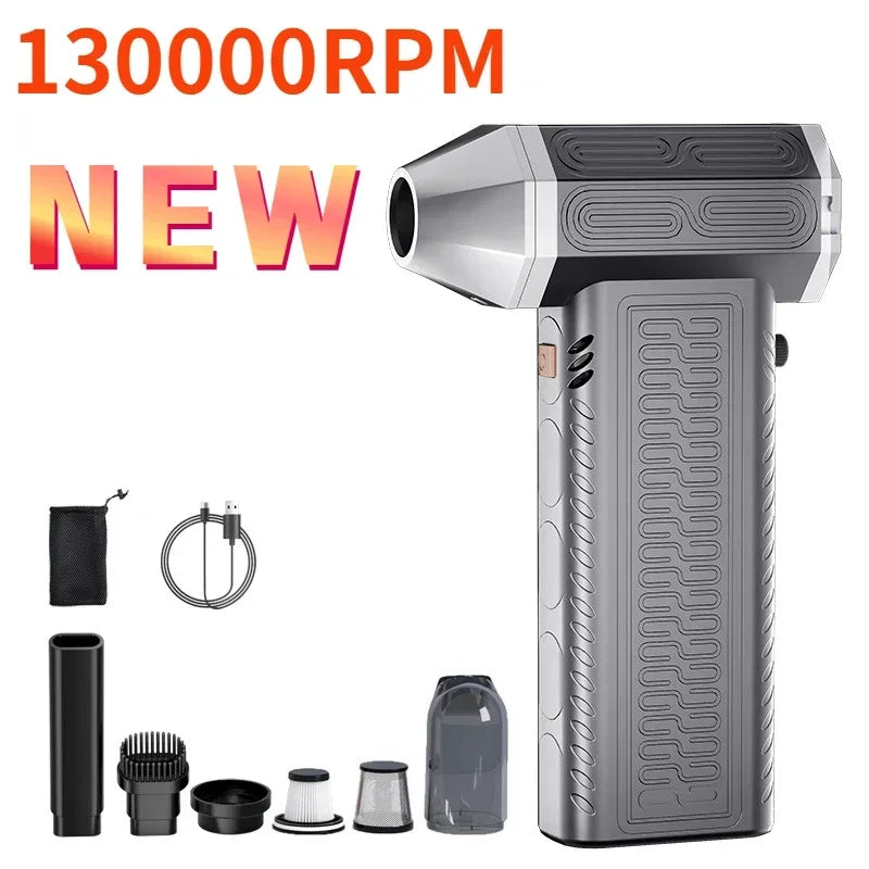 130000RPM Turbofan Air Blower Mini Jet Turbo Fan Brushless Motor Handheld Duct Fan Portable Charging Cleaning Car Vacuum ＆Dryer