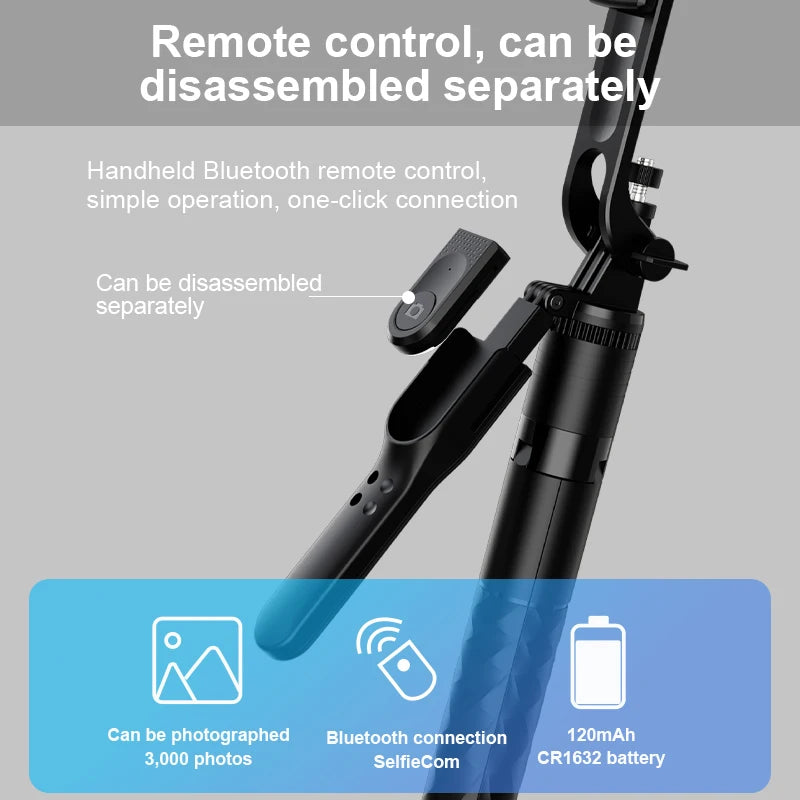 Portable Wireless Selfie Stick Tripod Extendable Tripod Bluetooth Detachable Remote Control Compatible With IPhone Mobile Phone