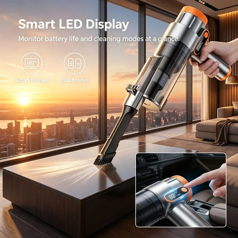 Cordless Wireless Car Vacuum Cleaner, Powerful Handheld Mini Vacuum, Portable Rechargeable Vacuum Cleaner for Car Home Dual Use