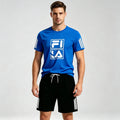 Men Crack Square Letter Print Mesh Tracksuit Thin Breathable Short Sleeve Top Shorts Set Fashion Adult Sports Outfit
