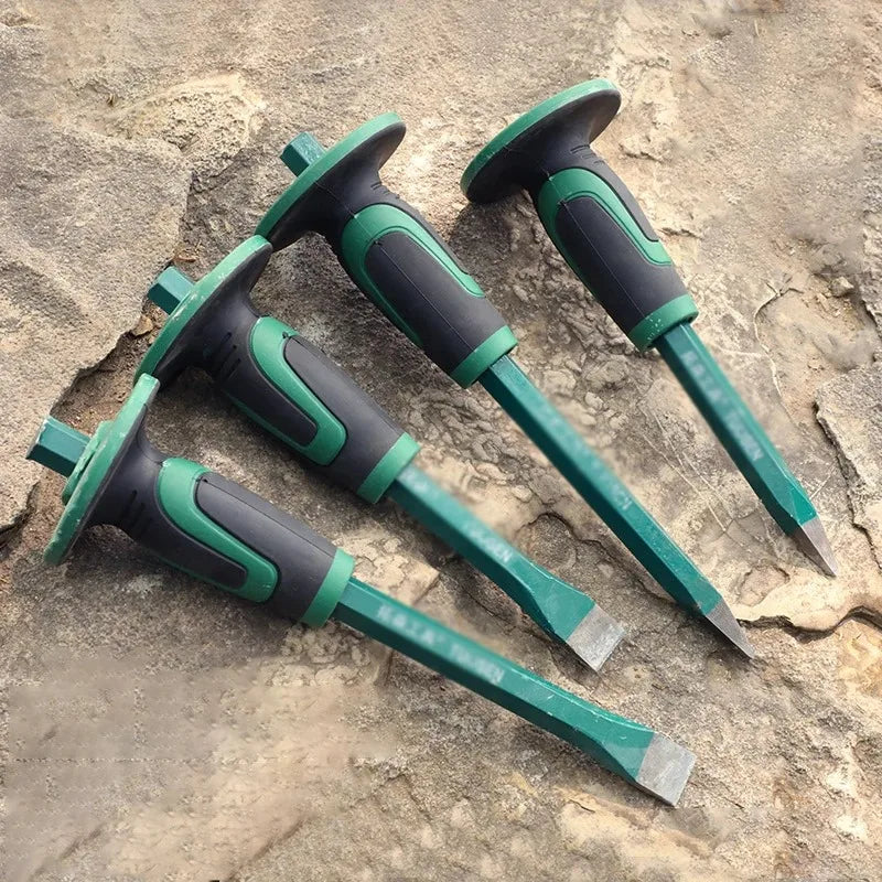 Stone chisel 250/300 long steel chisel chopper with rubber sleeve flat head flat chisel masonry chisel