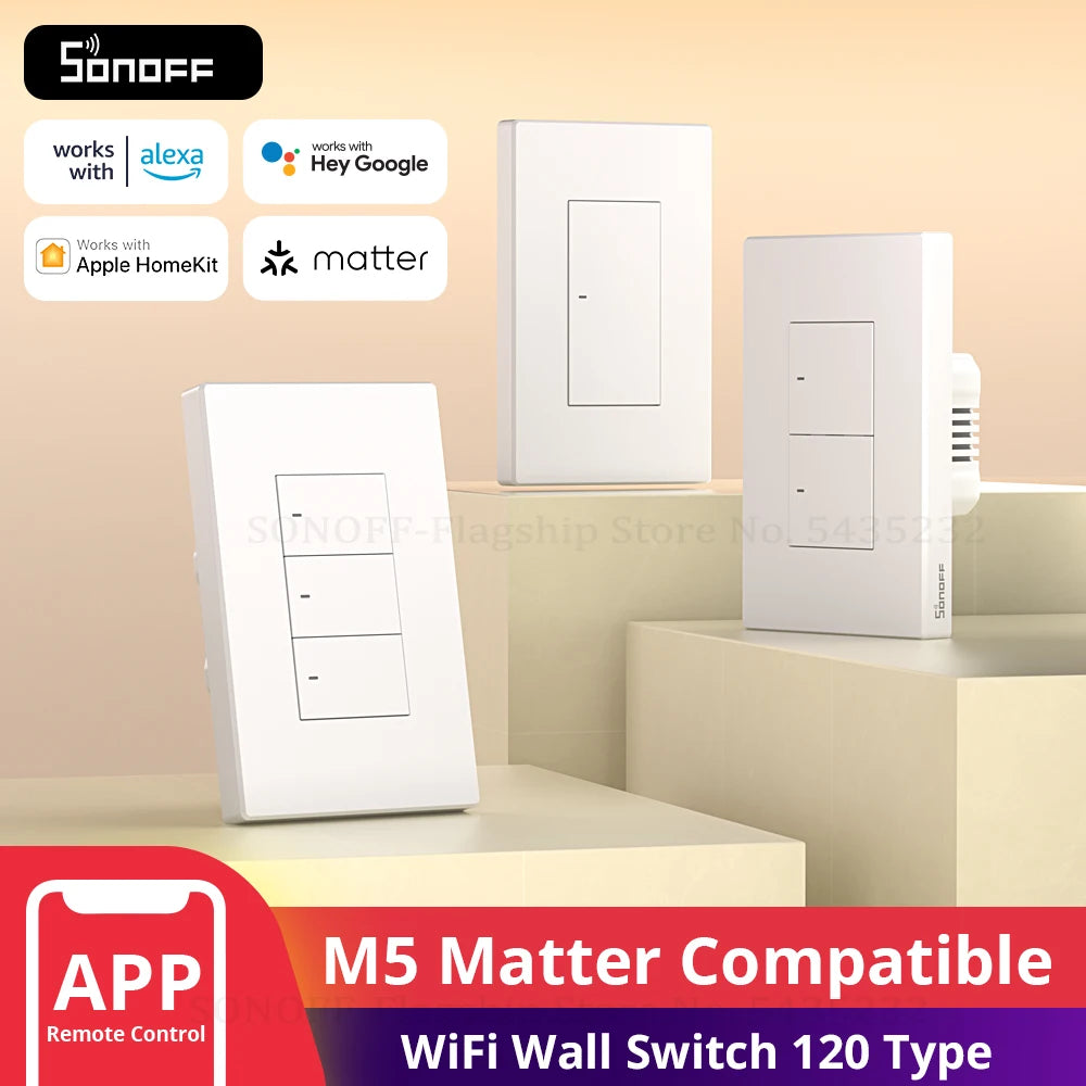 SONOFF M5 Matter WiFi Smart Wall Switch Smart Home Remote Control Works with Apple Home Alexa Google Assistant Alice