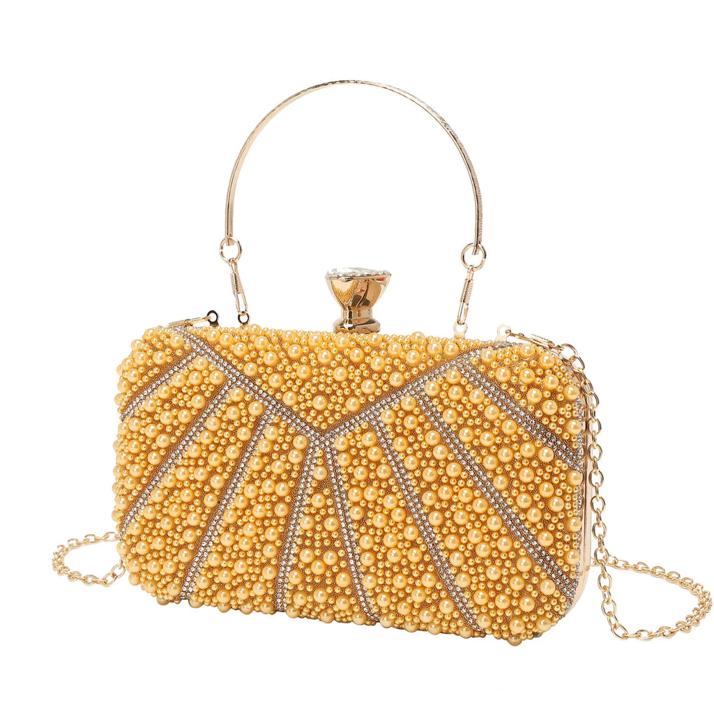 Ladies Dinner Bag Shiny Pearl Diamond Banquet Clutch Delicate Chain Bag Pochette Soirée Femme Mariage Carteras Diseñador De Lujo