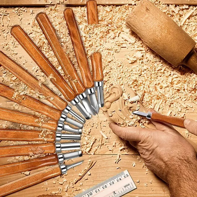 10/12 Piece Woodworking Carving Tools Set DIY Multifunctional Handmade Art Knife with Wooden Handle for Crafting