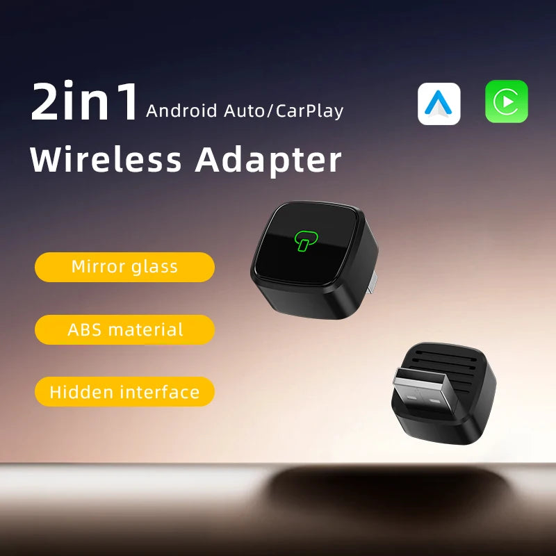 2in1 Mini Wired to Wireless CarPlay Adapter Android Auto Dongle WiFi USB Plug&Play Auto Connect for Audi Porsche Mercedes Kia