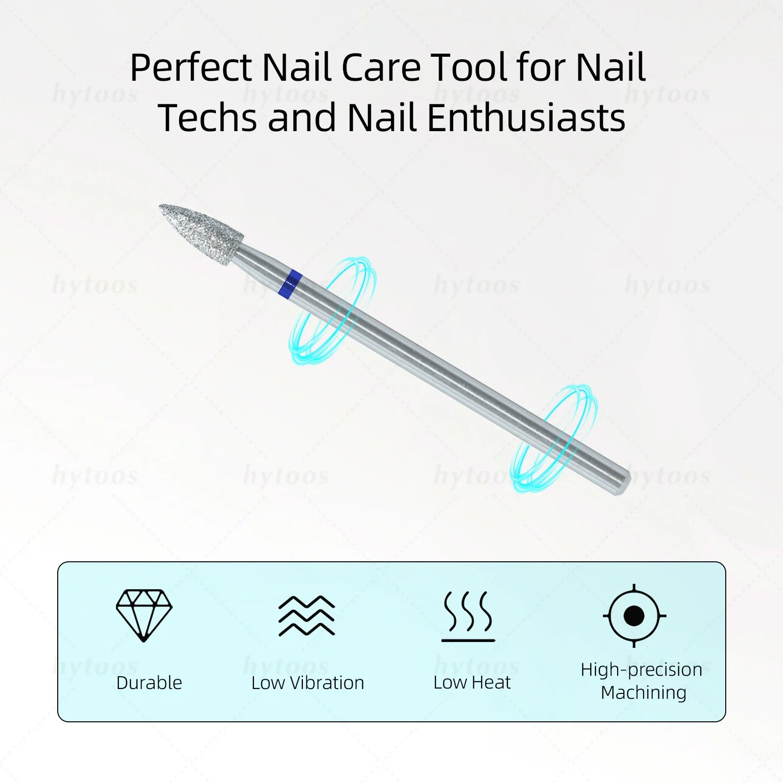 HYTOOS Cone Chrome Diamond Nail Drill Bits Pro Russian Cuticle Clean Bit for Nail Drill Dead Skin Cuticle Cleaner Nail Prep Tool