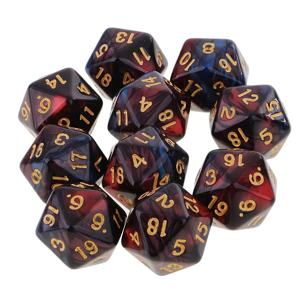 10pcs Polyhedral 20 Sided Dice D20 Dices RPG Dice Board Game Props Tabletop Gaming Supplies - Double Colors