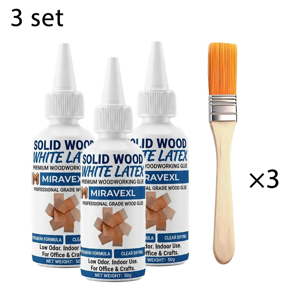 50g Eco-Friendly White Wood Glue with Brush, Quick Dry Strong Bond for Office Craft Woodworking & School DIY Projects