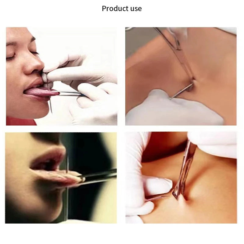 50PC Piercing Jewelry Accessories Sterile Puncture Needle Nose Stud Lip Nail Tool Disinfection Bag Containing Disposable Needle