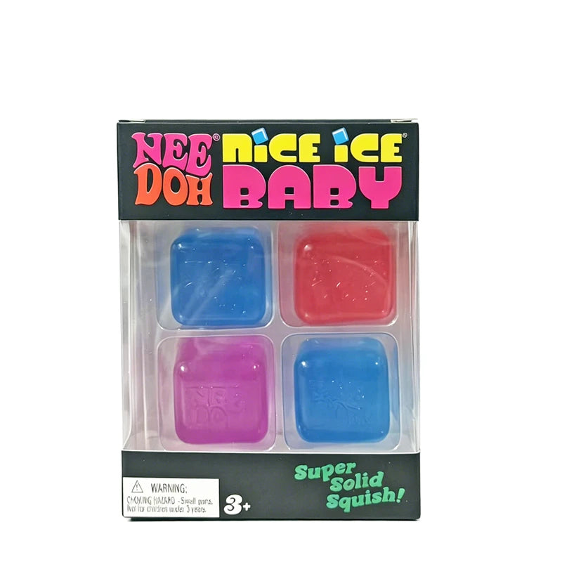 4 Pack NeeDoh Nice Ice Baby Teenie Squishy Ice Cube Toys Cool Cats Set Super Soft Squish Stress Relief Fidget Toys ADHD Sensory