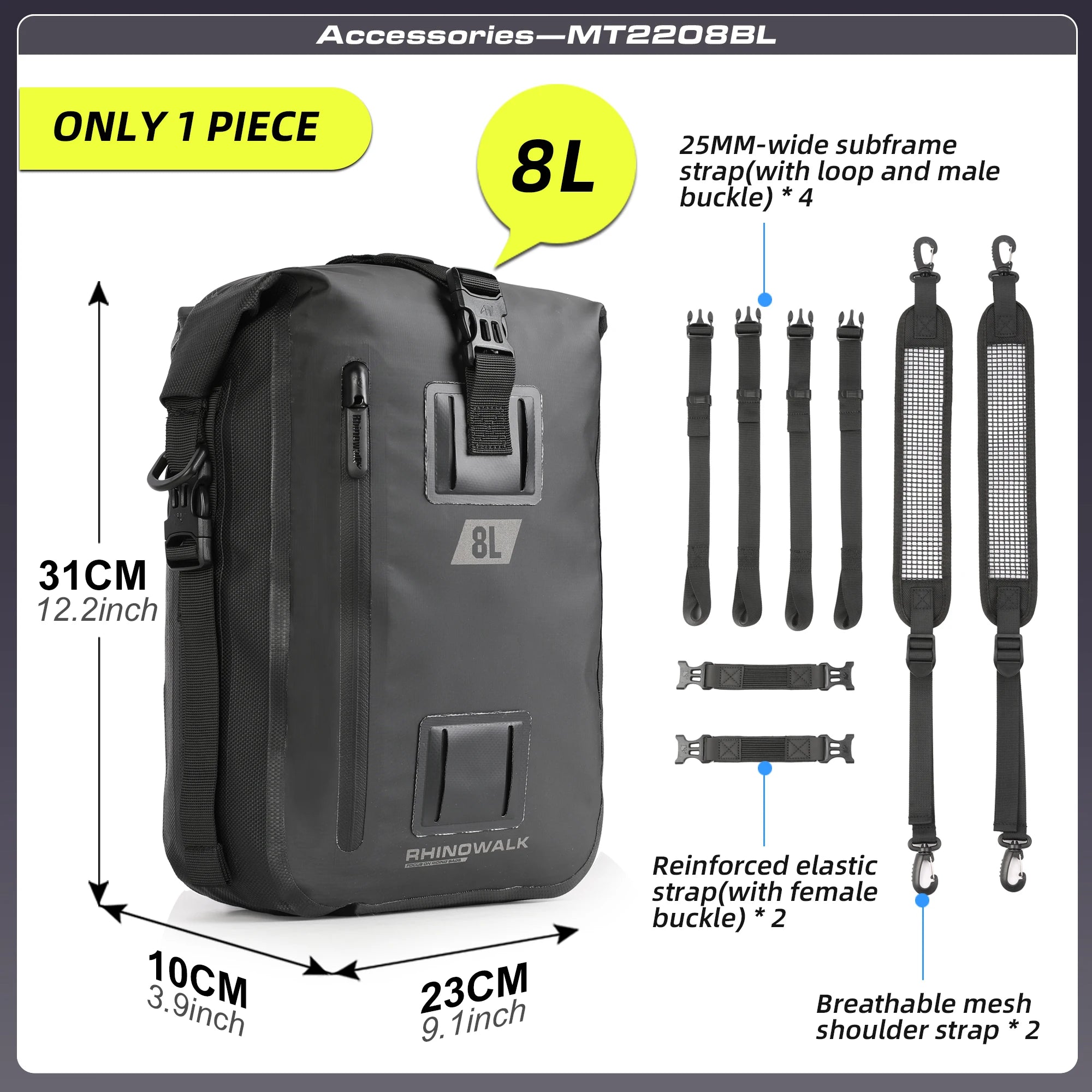 Rhinowalk Motorcycle Backpack Waterproof Bag 8L 15L 30L Motorbike Tail Bag Universal Outdoor Pannier Saddle Bag Accessories
