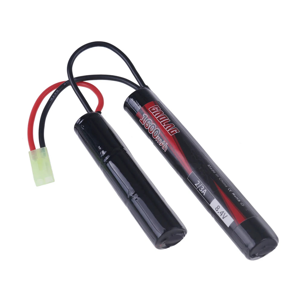 8.4V Airsoft Battery 2/3A 1600mAh 8.4V NIMH Butterfly Battery for H VFC HK416 CQB Rifle Guns AK AEG'S with Mini Tamiya Connector