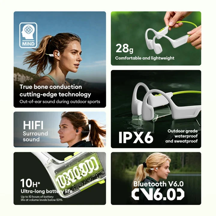 Choice Lenovo S102 Wireless Bone Conduction IPX6 Waterproof Sports Headphones Cycling Fitness Earbuds Bluetooth V6.0 Earphones