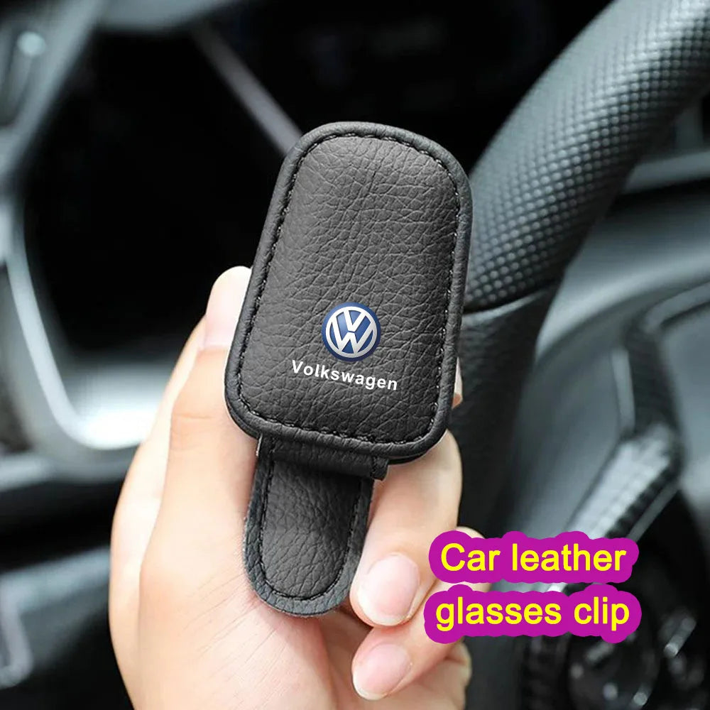 Car leather glasses holder,car sun visor sunglasses holder,car accessories,for Volkswagen Polo Passat B5 B6 B7 T4 T5 Tiguan