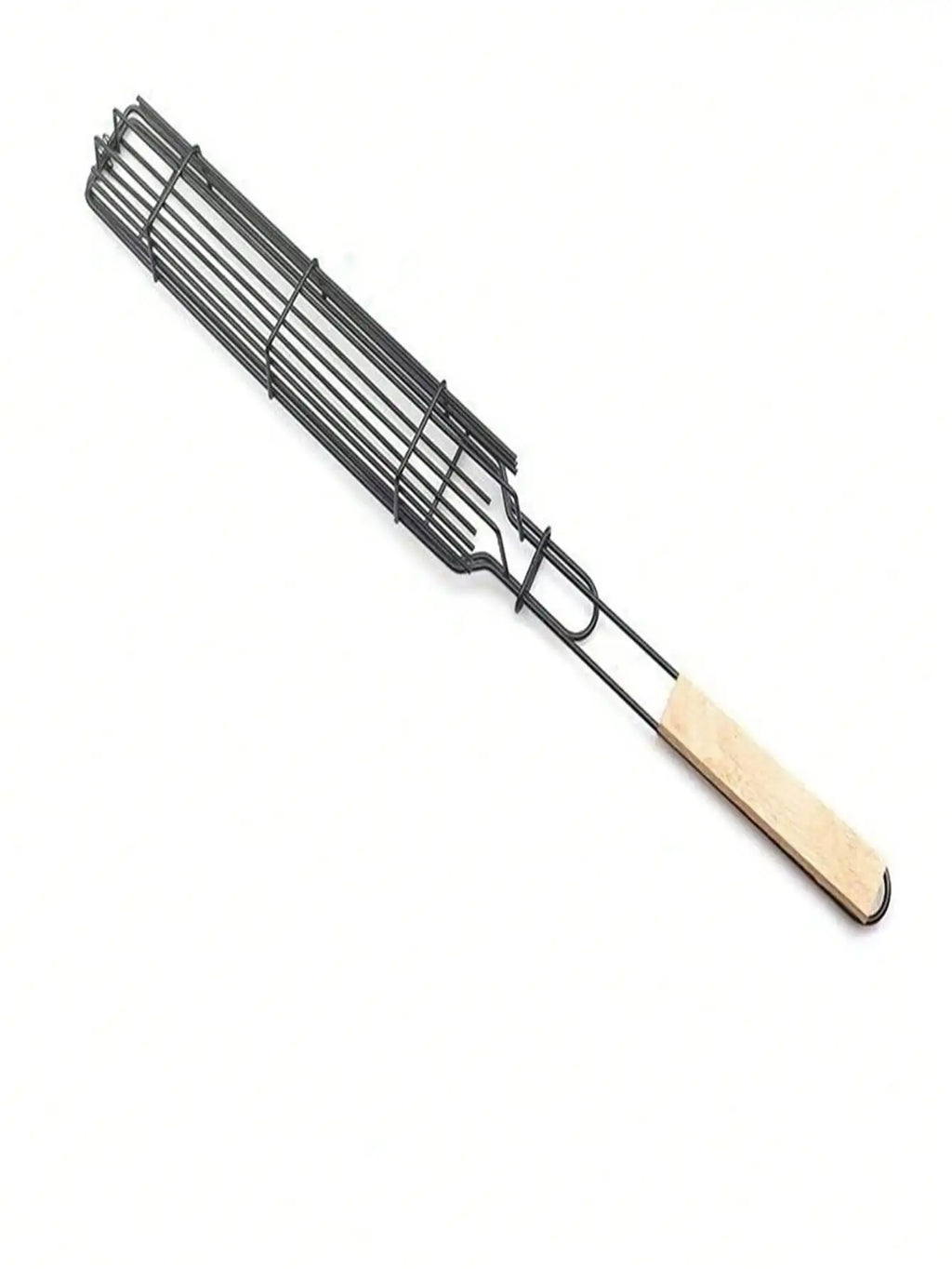 1Pc Non-Stick Barbecue Basket with Wooden Handle - Portable Metal Charcoal Barbecue Tool, Suitable for Vegetables and Meat, Perfect for Outdoor Camping, Picnics, and Hiking, Outdoor Barbecue Accessories
