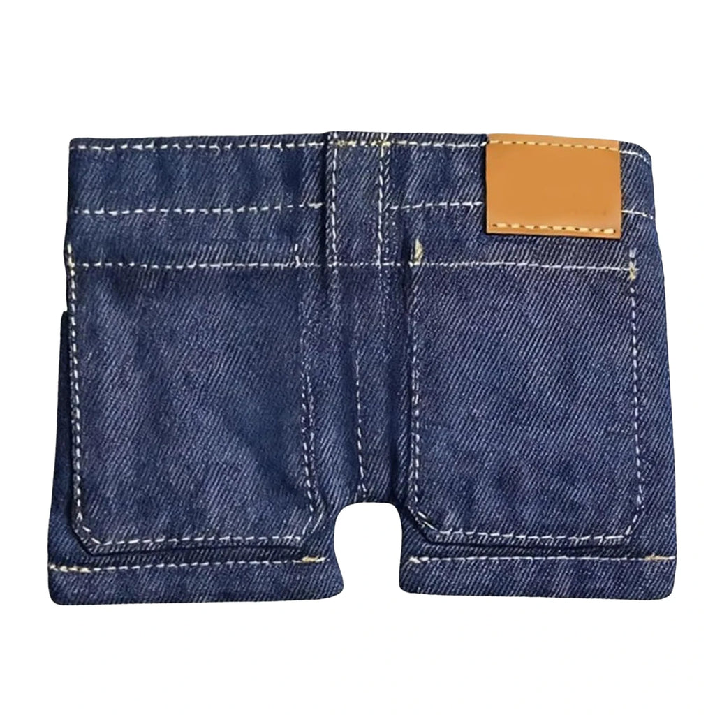 Compact Folding Card Holder Large Capacity Funny Jorts Style Denim Shorts Purse Slim Folding Card Holders for Novelty Gag Gift