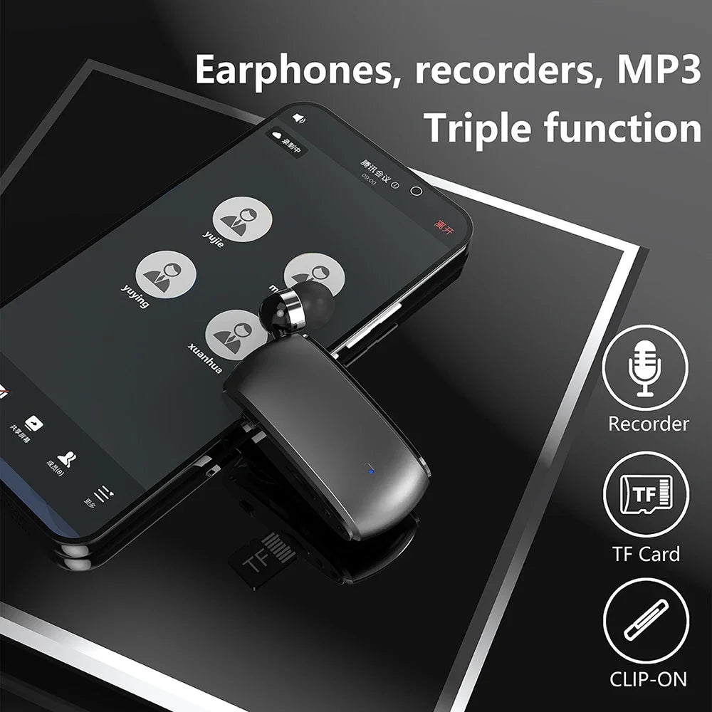 BT5.3 Mini Wireless Earphone In-Ear Headset Earbuds With Removable Wire Clip Hands Free Headphones With Wire Ears In Lotus