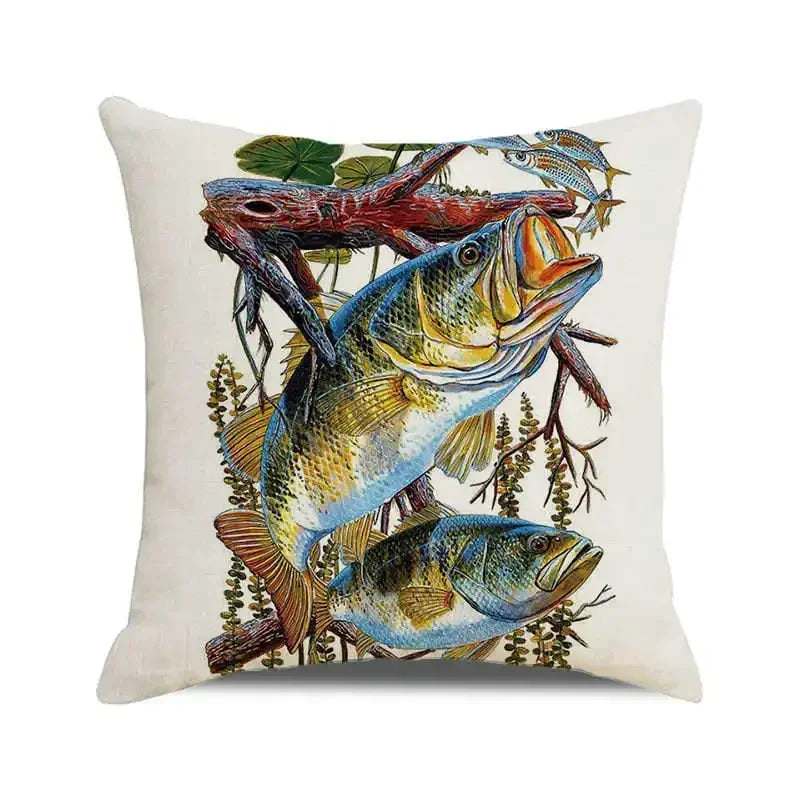 Ocean breeze and small fish pattern Double-sided Printed pillow cover Short plush Suitable living room sofas throw cushion cover