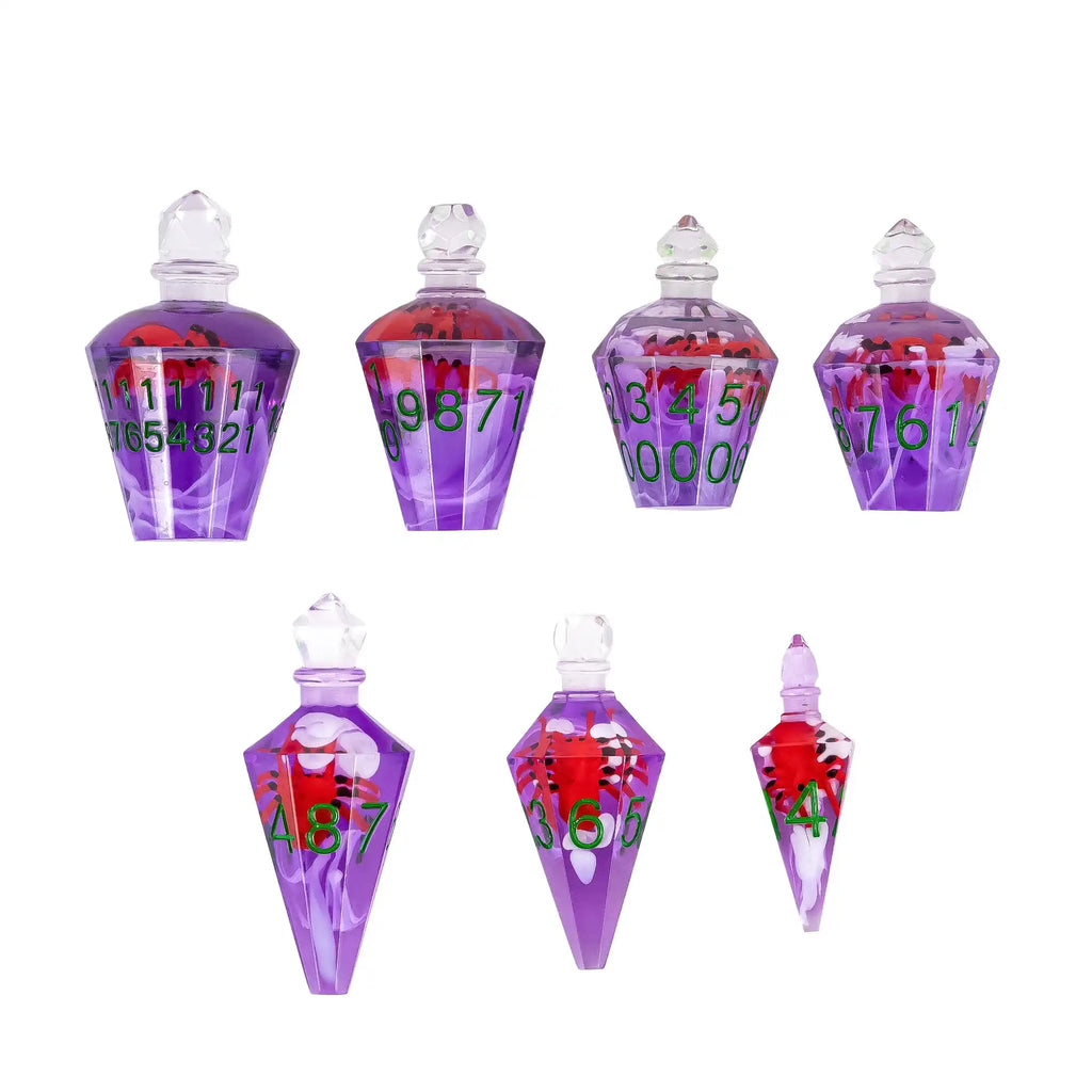 7 Potion Bottles Sharp Edges Dice DND New Style Polyhedral Dice Set Handcrafted D4-D20 for Role Playing Game Board Games TRPG