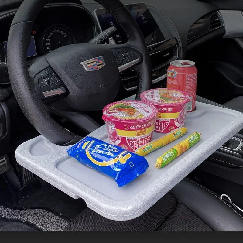 In car restaurant, in car dining plate, laptop stand, tablet desk, car steering wheel, small table board, in car dining table
