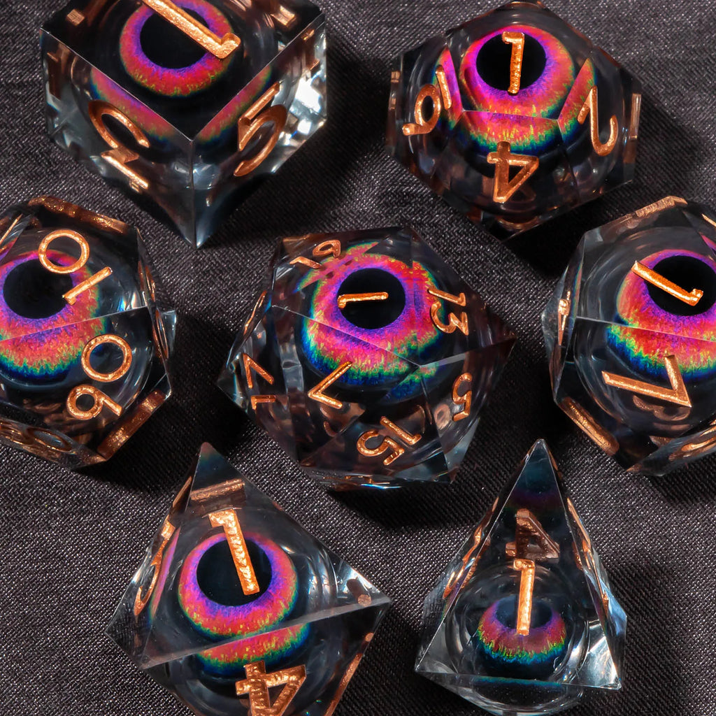 DND Liquid Core Dice Set D&D, Sharp Edge Resin Dungeon and Dragon Dice, Role Playing RPG D and D Dice D20 D12 D10 D8 D6 D4