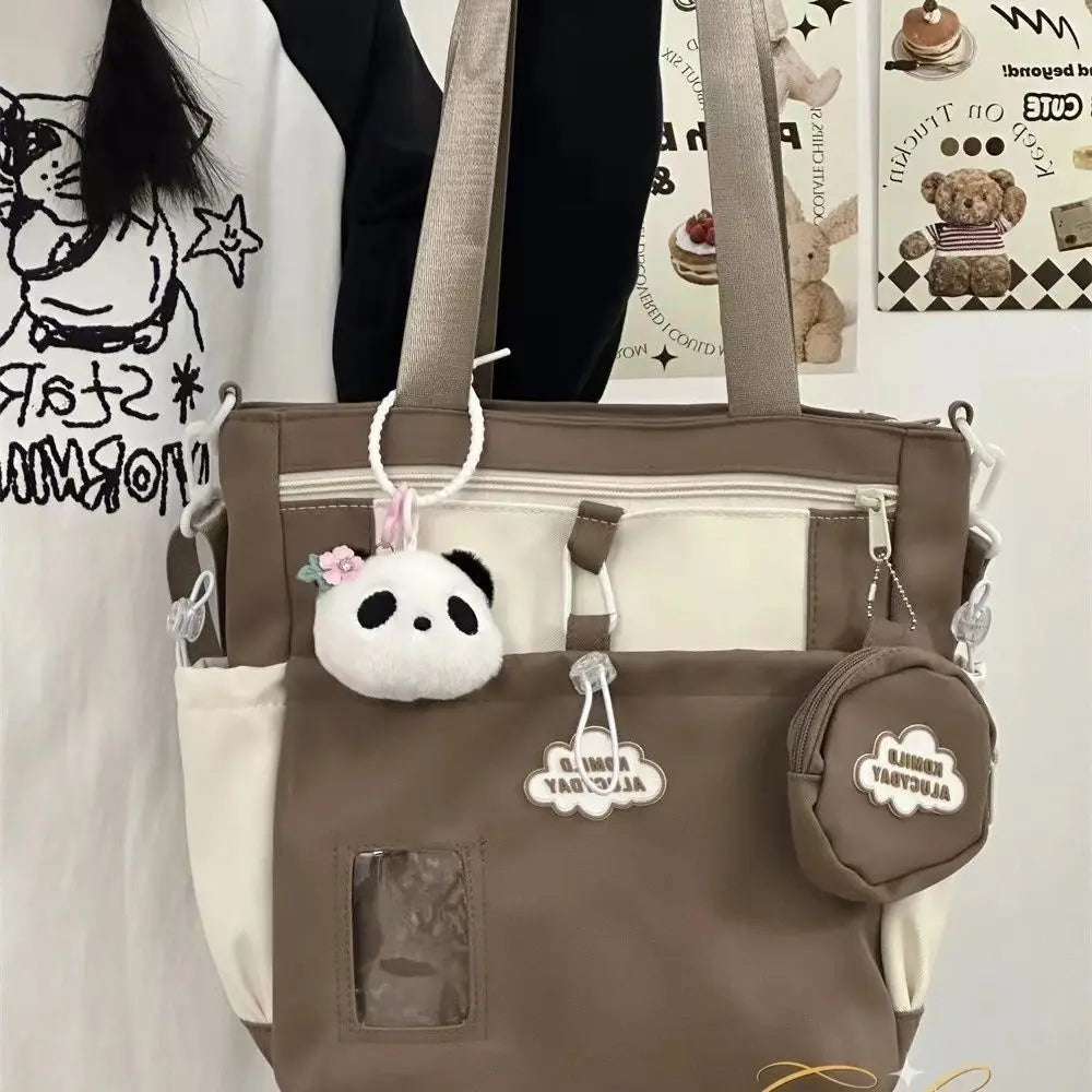 Kawaii Japanese School Crossbody Bag: Versatile Tote for Girls - Spacious Study Shoulder Bag for Tutoring & Class