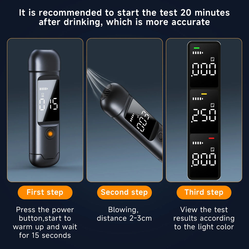 Portable Digital Alcohol Tester, High-capacity and Compact Breathalyzer, Essential for Gatherings and Business Trips