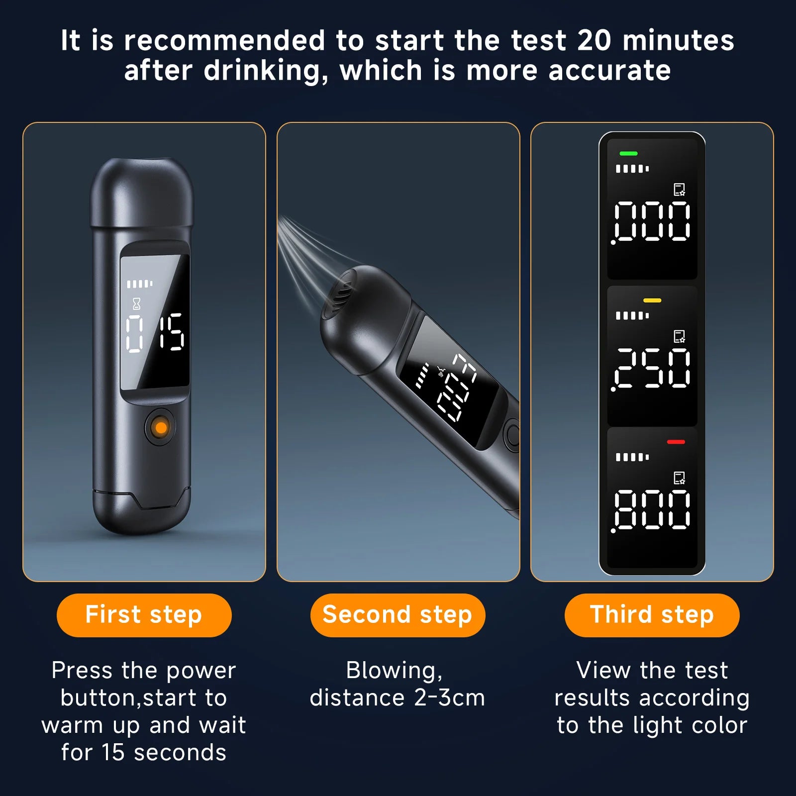 Portable Digital Alcohol Tester, High-capacity and Compact Breathalyzer, Essential for Gatherings and Business Trips