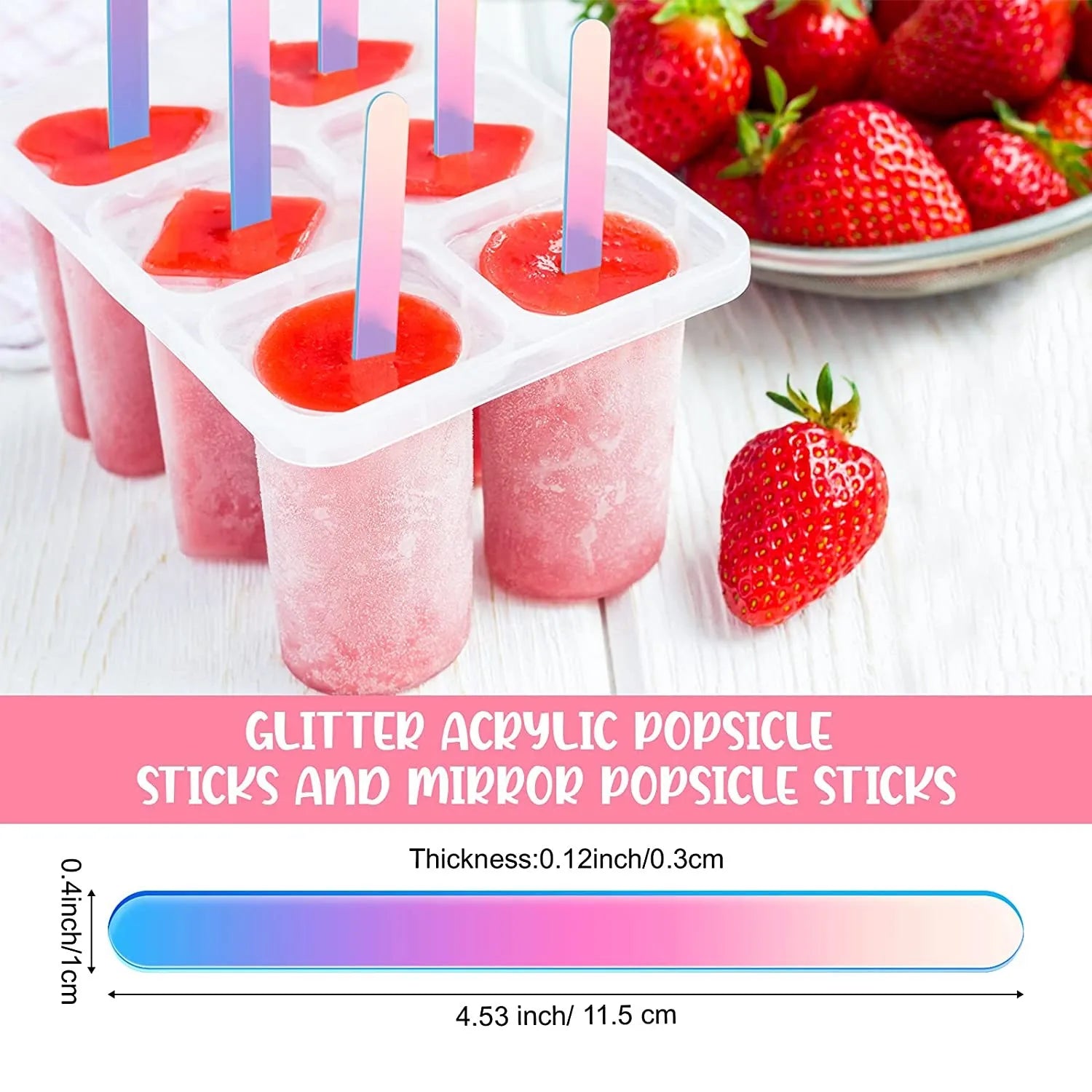 Mini Rainbow Color Neon Acrylic Cakesicle Popsicle Sticks for Ice Creamsicle Candy Apple for DIY Crafts Kids Home Party Holiday