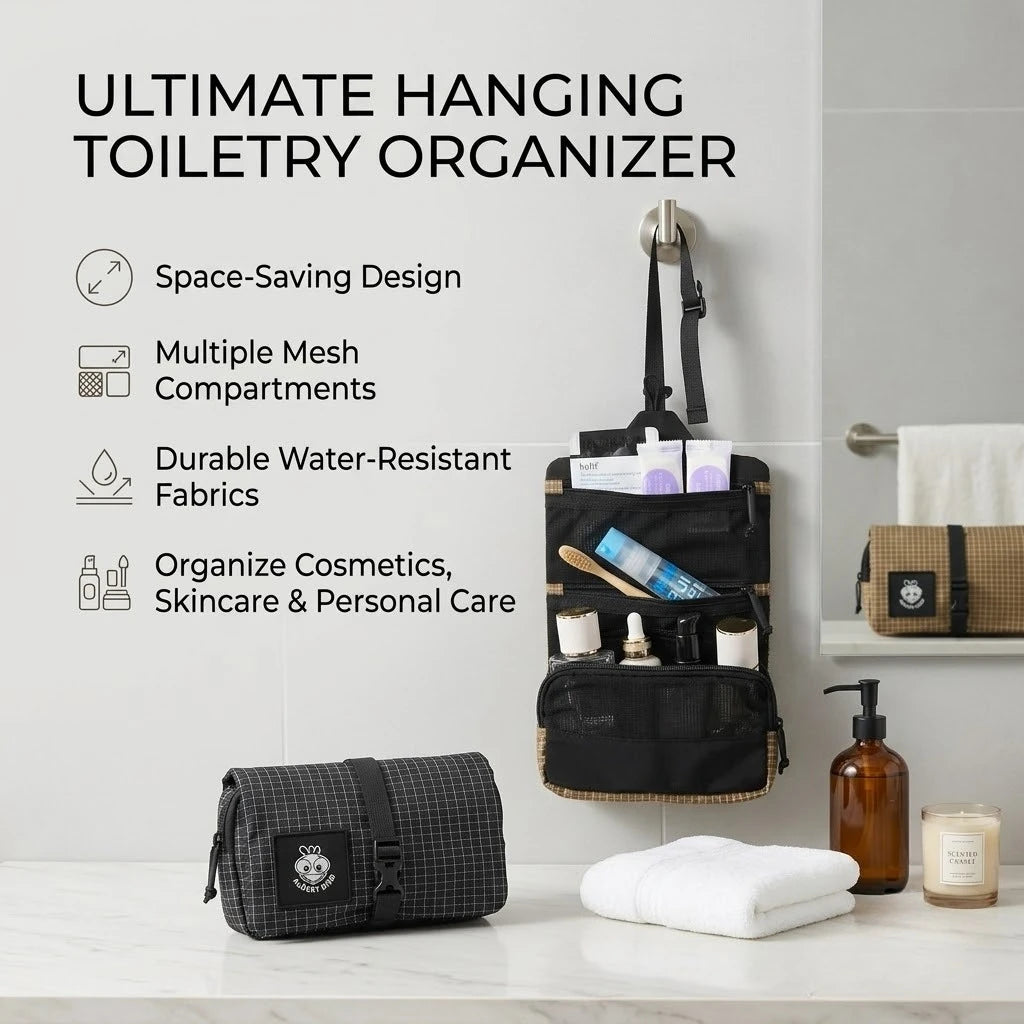 Portable Travel Toiletry Bag Waterproof Storage Bag Hangable for Hiking and Short-trip Travel Skincare