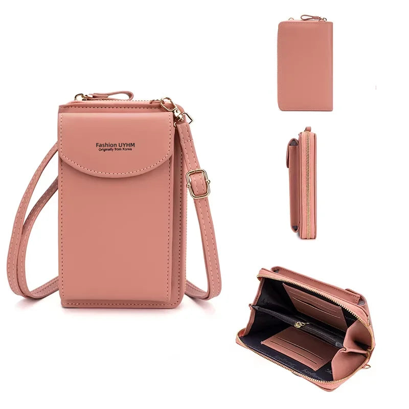 2025 New Style Long Neck Women's Handbag Large Capacity Crossbody Wallet Mobile Phone Purse Zipper Solid Color Stylish Bag