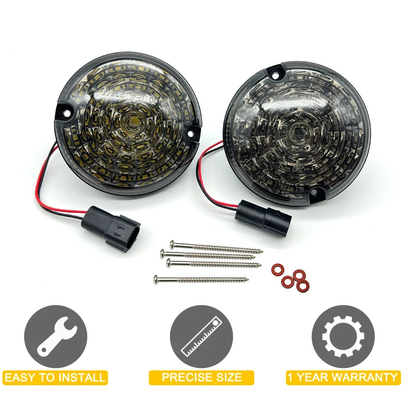 2Pcs 95mm Round Smoked Lens Tail Red Fog Light White Reversing Light For Land Rover Defender 2001-2016 Defender Cabrio 1990-2016