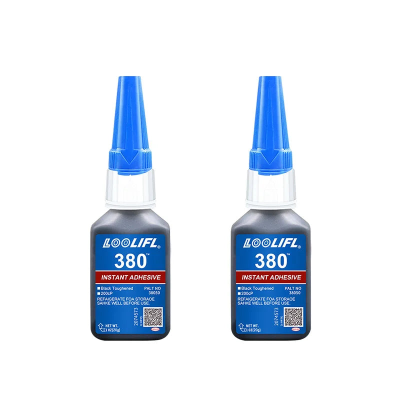 Loolifl380 Black 20g Super Glue Instant Fast-Drying Cyanoacrylate Adhesive Leather Rubber Wood Metal Strong Bonding Liquid Glue